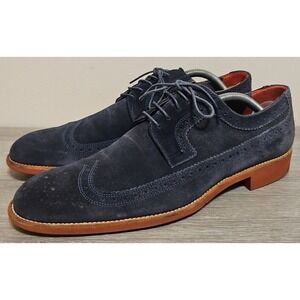 Suitsupply Blue Suede Wingtip Dress Shoes Men's Size‎ 8 / 42 Made In Italy